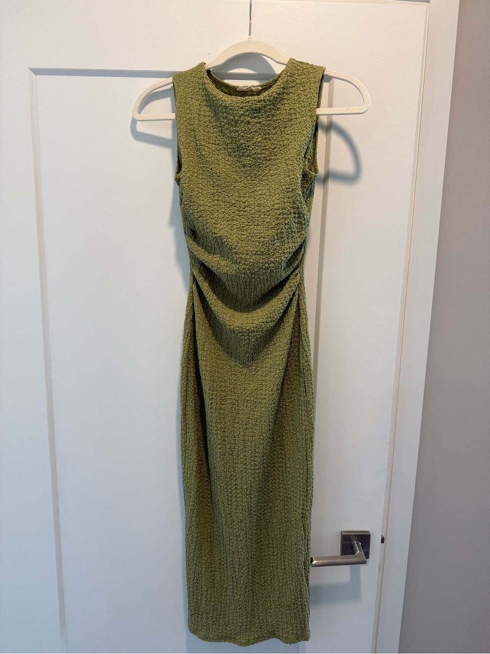 See You Monday Olive Green Sleeveless Midi Dress